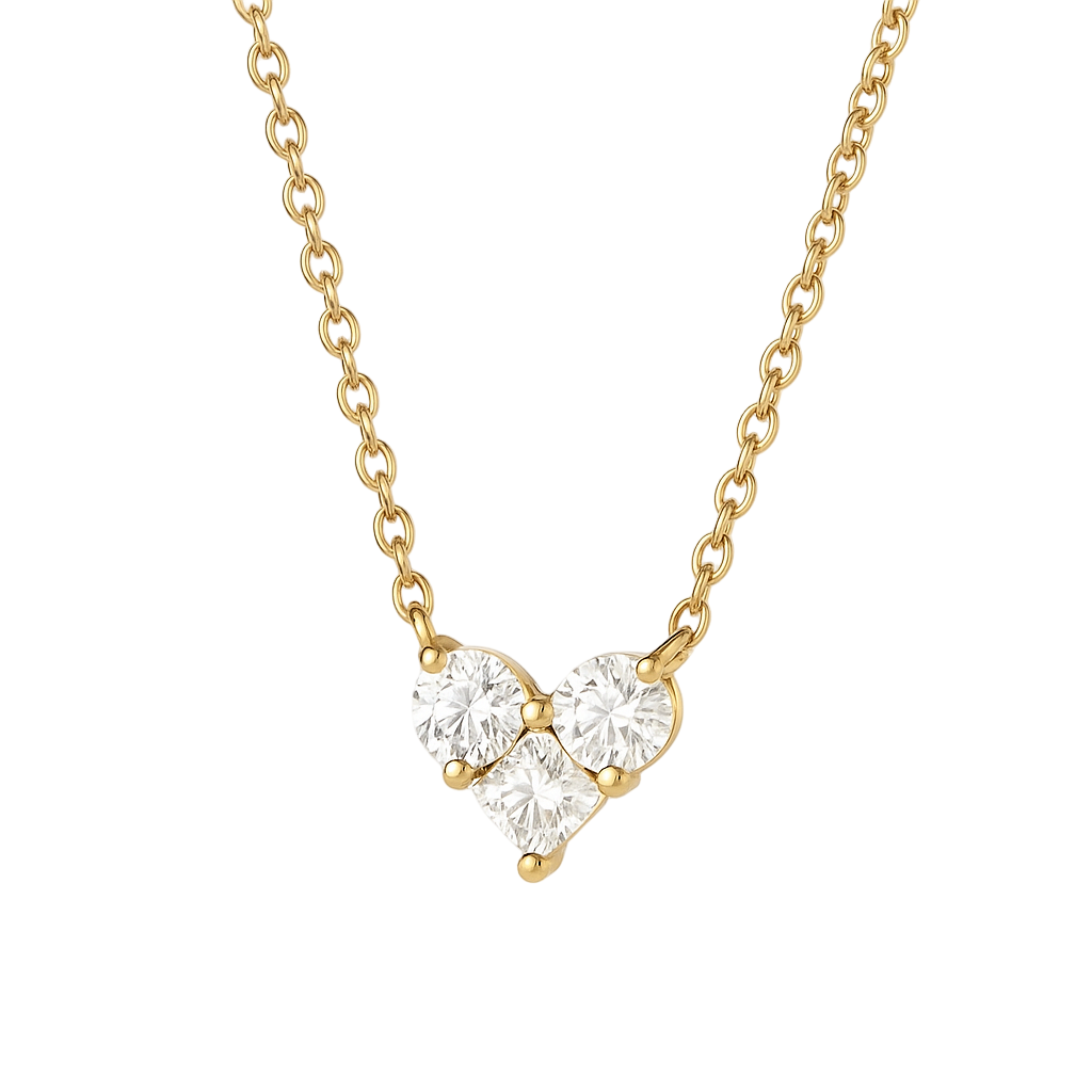 שרשרת לב 3 יהלומים