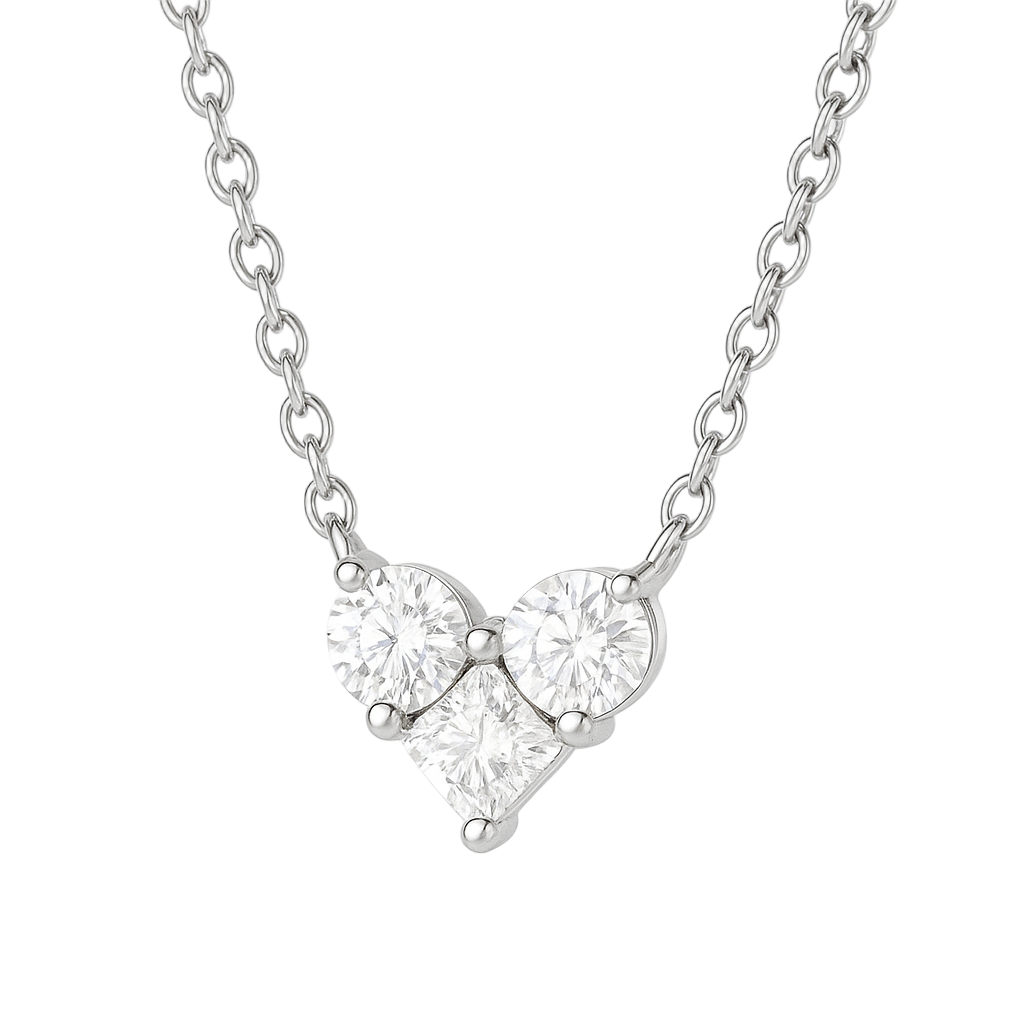 שרשרת לב 3 יהלומים