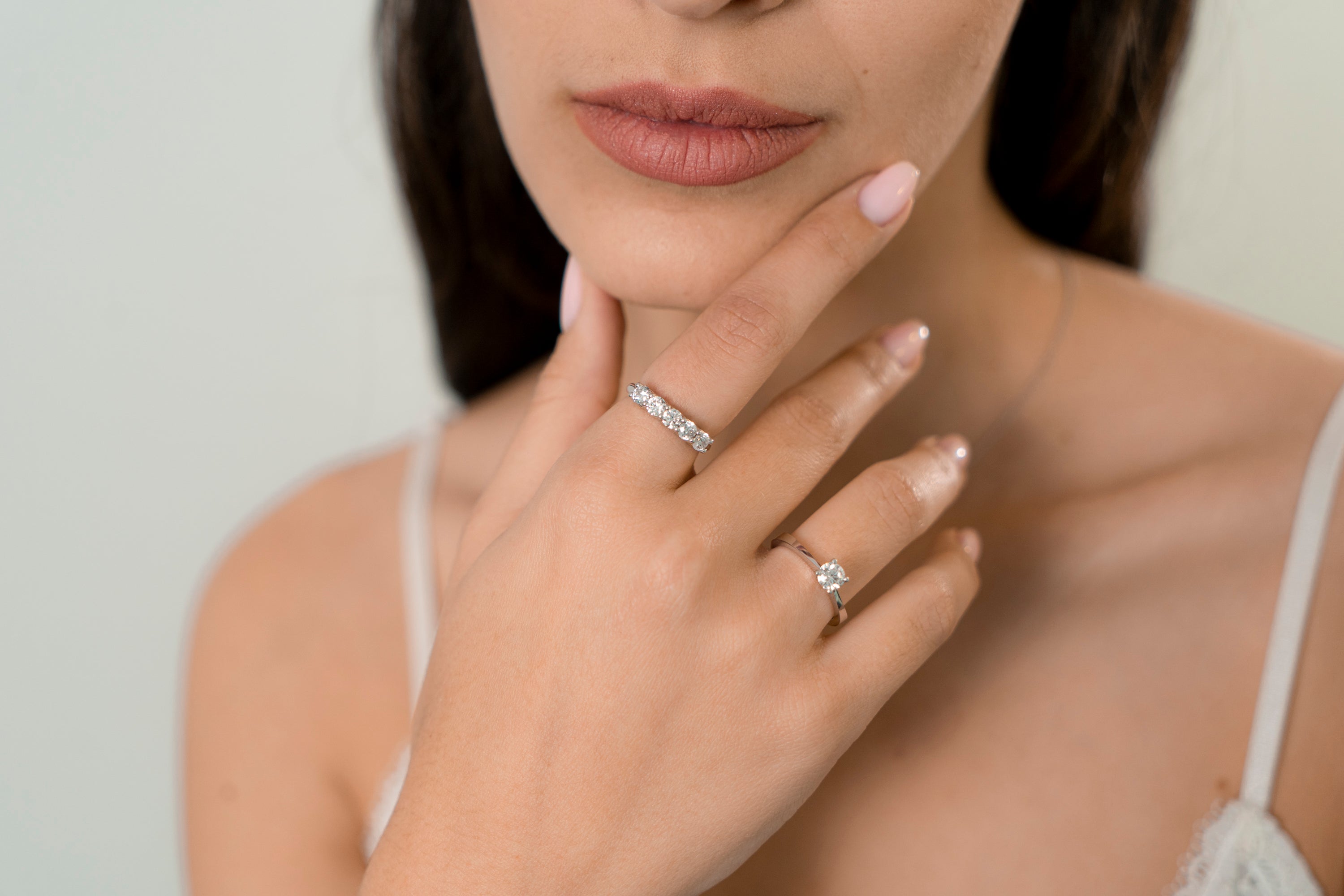 טבעת 5 יהלומים 1 קראט